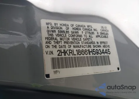 2001 Honda Odyssey Ex из США, поврежденный, VIN 2HKRL18661H593445